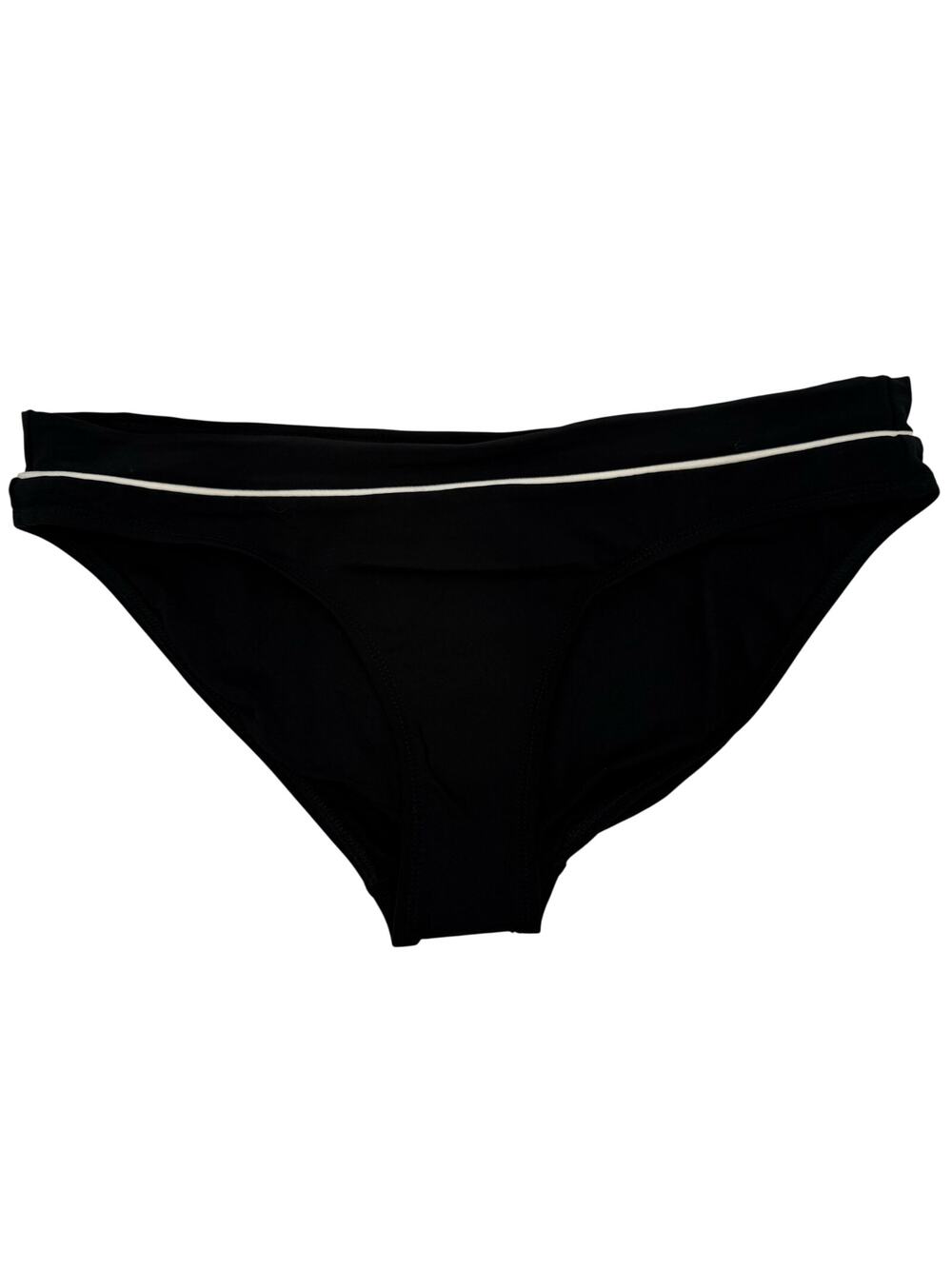 Robin Piccone Malia Banded Bikini Bottoms Size Large NEW Black White Swim NWOT